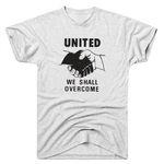 "United We Shall Overcome" T-shirt with JFK Quote in Heather White